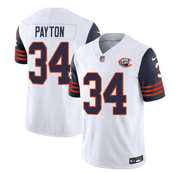 Men & Women & Youth Chicago Bears #34 Walter Payton White Navy 2023 F.U.S.E. Throwback Limited Jersey->chicago bears->NFL Jersey